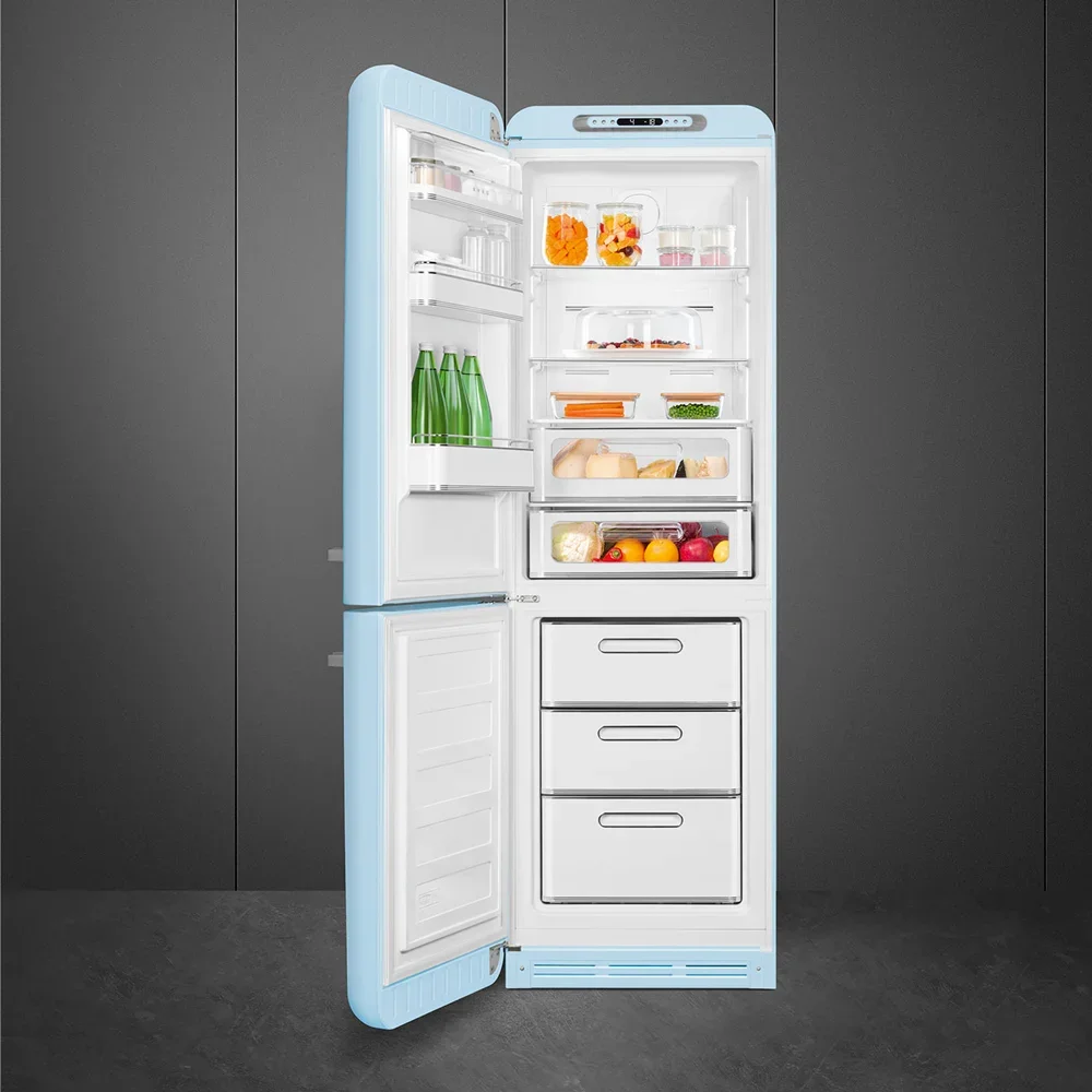 SMEG FAB32LPB6 Отдельностоящий двухдверный холодильник, стиль 50-х годов, 60 см, голубой, No-frost, 